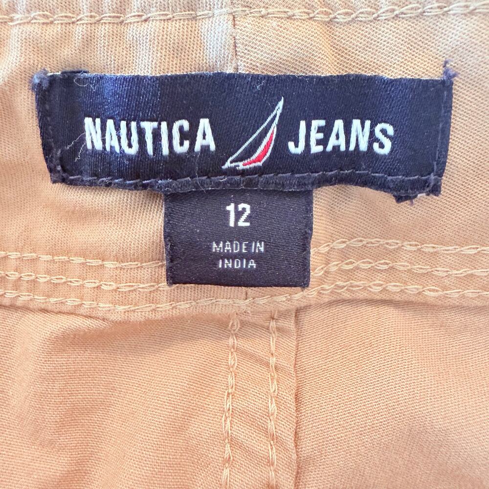Nautica Jeans Khaki Cargo Pants Size 12 NWOT Drawstring Waist Cropped - Picture 3 of 11